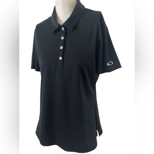 Women’s Oakley Black Short Sleeved Polo Shirt with Logo Quick Dry SZ L